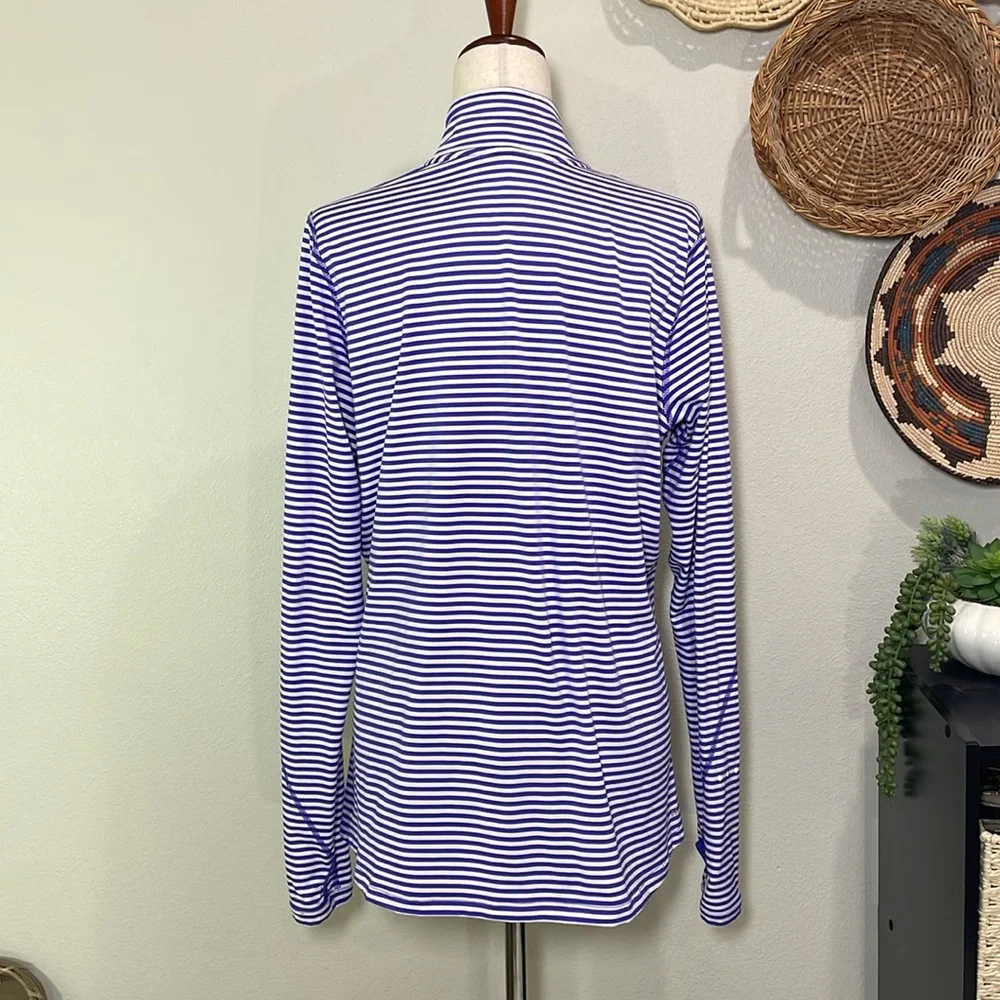 Nike Running Dri-Fit Lightweight Purple White Stripe Mock Neck 1/4 Zip Shirt XL